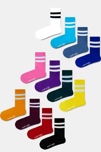 12'li Rengarenk Atletik Çorap Set