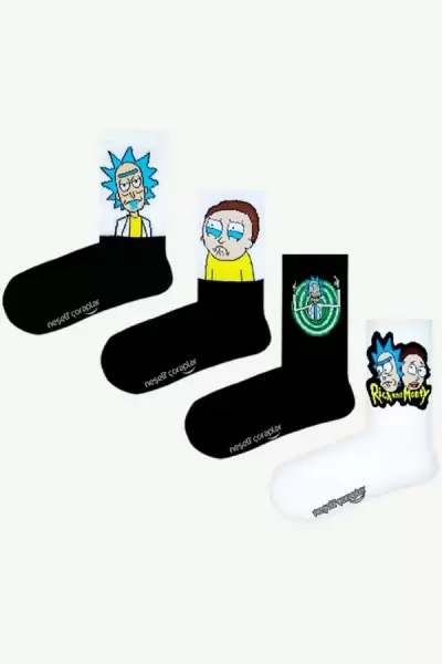 4'lü Rick And Morty Atletik Çorap Set