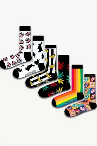 6'lı Stones Renkli Çorap Set