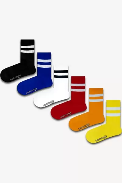 6'lı Gökkuşağı Atletik Çorap Set