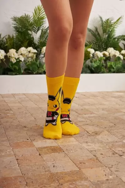 Pikachu Renkli Kadın Çorap