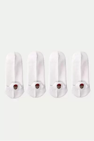 4'lü Beyaz Emoji Patik Çorap Set