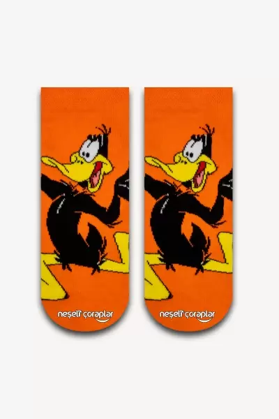 Turuncu Daffy Duck Kadın Patik Çorap