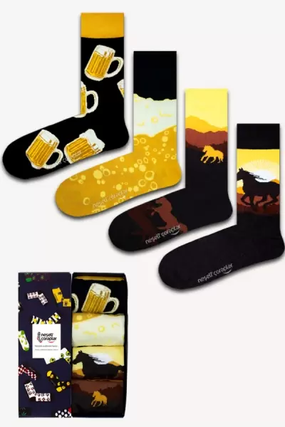 4'lü Golden Renkli Çorap Set