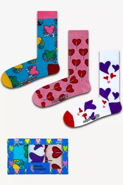3'lü Love Renkli Çorap Set 
