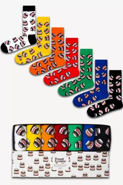  7'li Nutella Renkli Çorap Set