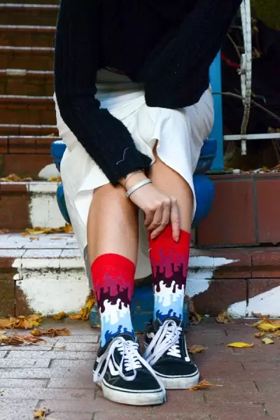 Akan Boya Desenli Renkli Kadın Çorap