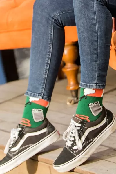 Bira Desenli Renkli Kadın Çorap