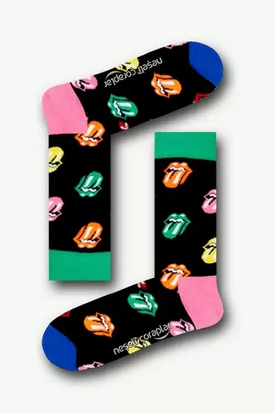 Colorful Lips Desenli Renkli Erkek Çorap