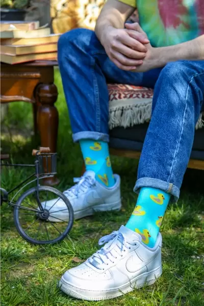 Mavi Ördek Renkli Erkek Çorap