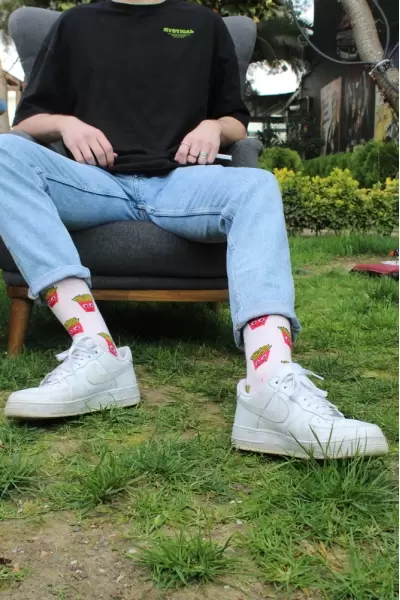 Pembe Neşeli Patates Renkli Erkek Çorap