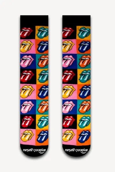 Rolling Stones Renkli Kadın Çorap