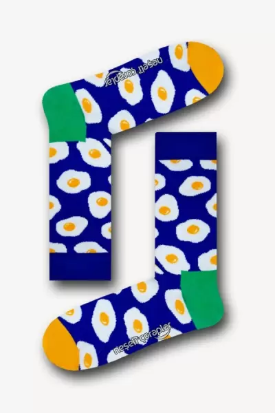 Saks Yumurta Desenli Renkli Kadın Çorap