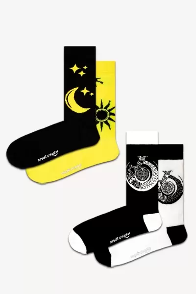 2'li Gece - Gündüz Renkli Çorap Set