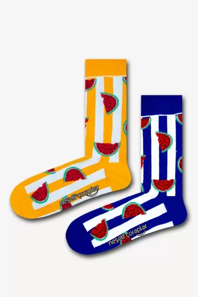 2'li Karpuz Renkli Çorap Set