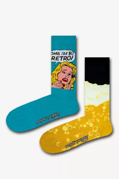 2'li OMG Renkli Çorap Set