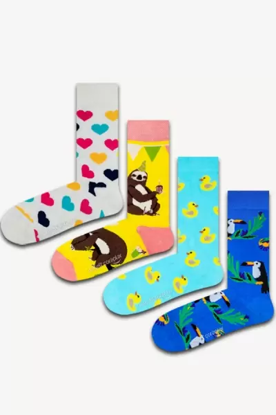 4'lü Sevimli Renkli Çorap Set